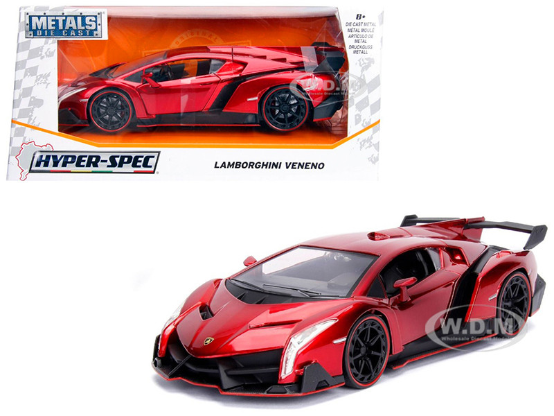 Lamborghini Veneno Candy Red 1 24 Diecast Model Car By Jada