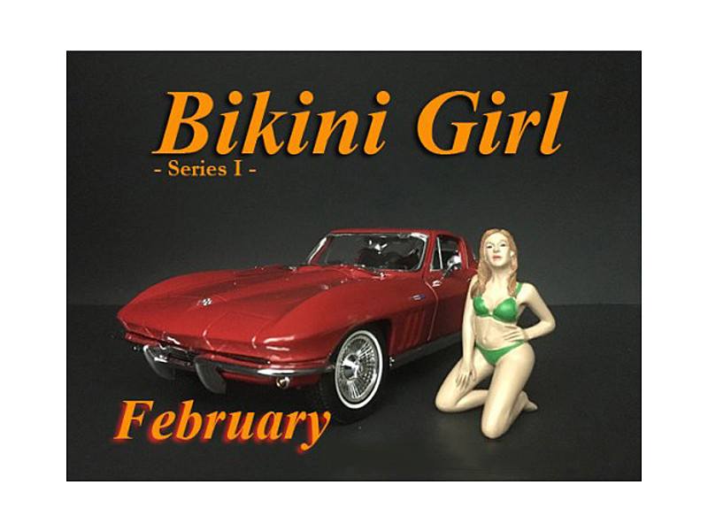 February Bikini Calendar Girl Figure 1/18 Scale Models American Diorama 38166