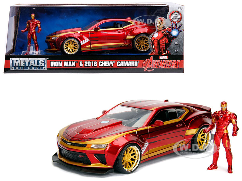 2016 Chevrolet Camaro Iron Man Diecast Figure Marvel Series 1/24 Diecast Model Car Jada 99724