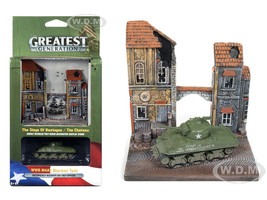 Military WWII M4A3 Sherman Tank The Chateau Resin Display Diorama The Greatest Generation Series 1/100 Diecast Model Johnny Lightning JLDS001