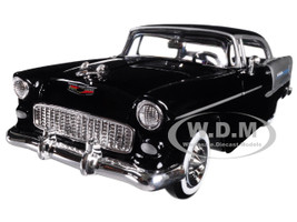 1955 Chevrolet Bel Air Black Silver 1/24 Diecast Model Car Motormax 73229