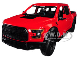 2017 Ford F-150 Raptor Pickup Truck Red Black Wheels 1/27 Diecast Model Car Motormax 79344