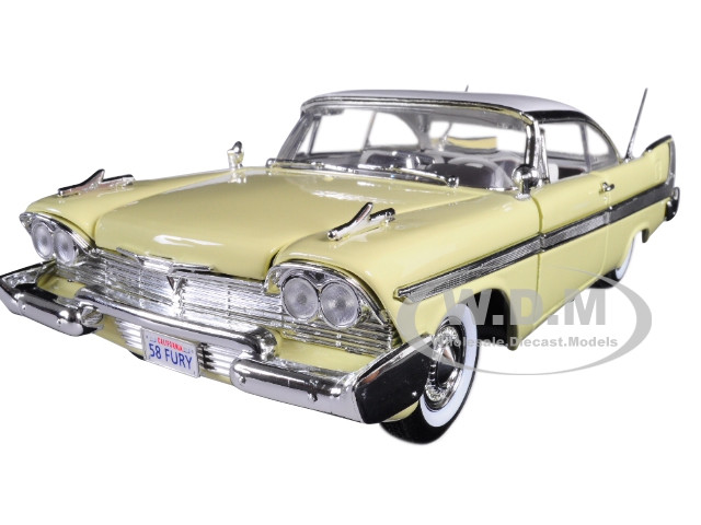 1958 Plymouth Fury Timeless Classics Yellow White Top 1/18 Diecast Model Car Motormax 73115