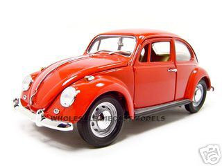 1967 VOLKSWAGEN BEETLE YELLOW 1/24 DIECAST MODEL CAR BY ROAD SIGNATURE 24202