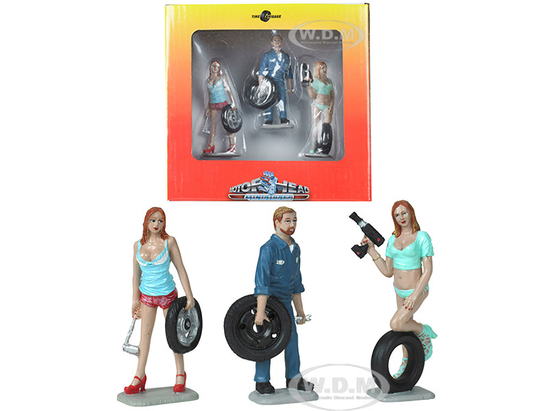 Michelle Meg Gary Tire Brigade 3 piece Figurine Set 1/24 Motorhead Miniatures 775