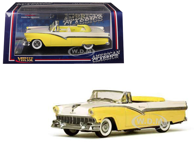 1956 Ford Fairlane Open Convertible Goldenglow Yellow Colonial White 1/43 Diecast Model Car Vitesse 36278