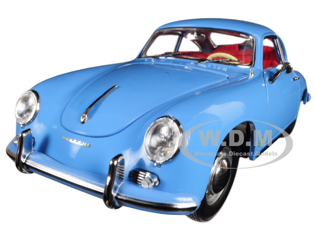 1957 Porsche 356a 1500 Gs Carrera Gt Coupe Aquamarine Blue With Red Interior 1 18 Diecast Model Car By Sunstar