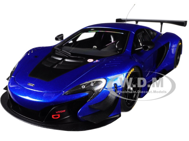 McLaren 650S GT3 Azure Blue Black Accents 1/18 Model Car Autoart 81641