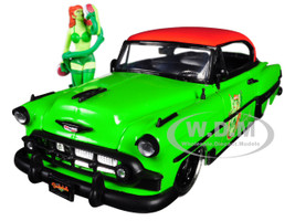 1953 Chevrolet Bel Air Green Red Top Poison Ivy Diecast Figure DC Comics Bombshells Series 1/24 Diecast Model Car Jada 30455