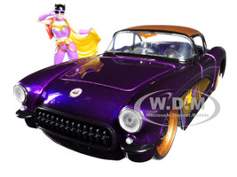 1957 Chevrolet Corvette Purple Batgirl Diecast Figure DC Comics Bombshells Series 1/24 Diecast Model Car Jada 30457