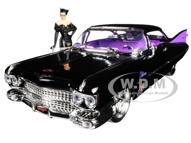 1959 Cadillac Coupe DeVille Black with Catwoman Diecast Figurine 