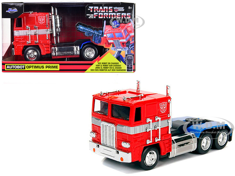 G1 Autobot Optimus Prime Truck Red with Robot on Chassis Transformers TV Series Hollywood Rides Series 1/32 Diecast Model Jada 99477
