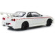 1999 Nissan Skyline GT-R BNR34 RHD Right Hand Drive Pearl White Stripes Graphics 1/18 Diecast Model Car Greenlight 19049