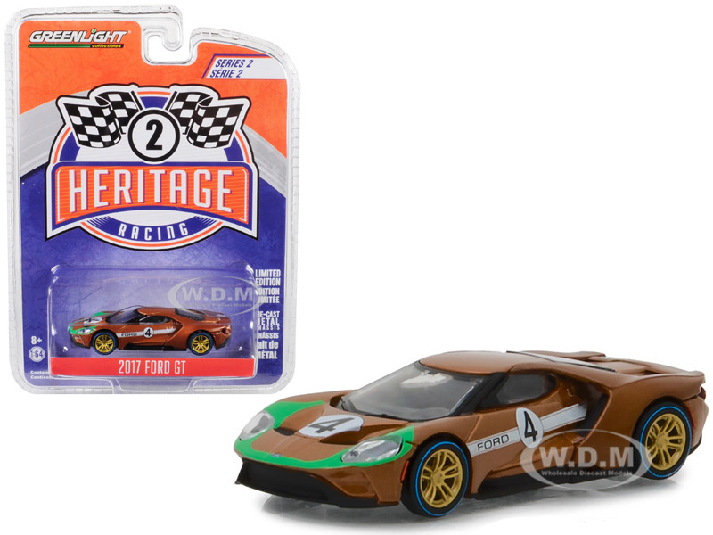2017 Ford GT #4 Tribute 1966 Ford GT40 Mk II Brown Ford Racing Heritage Series 2 1/64 Diecast Model Car Greenlight 13220 A