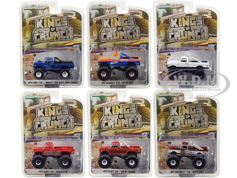 Kings Crunch Set 6 Monster Trucks Series 3 1/64 Diecast Model Cars Greenlight 49030