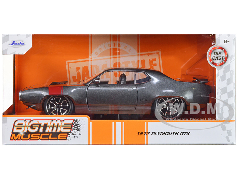 1972 Plymouth GTX 440 Metallic Gray Red Stripe Bigtime Muscle 1/24