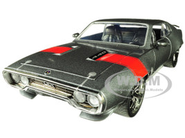 1972 Plymouth GTX 440 Metallic Gray Red Stripe Bigtime Muscle 1/24 Diecast Model Car Jada 30530