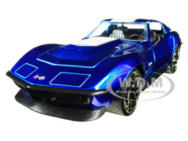 1969 Chevrolet Corvette Stingray ZL-1 Blue White Stripe Bigtime Muscle 1/24 Diecast Model Car Jada 30532