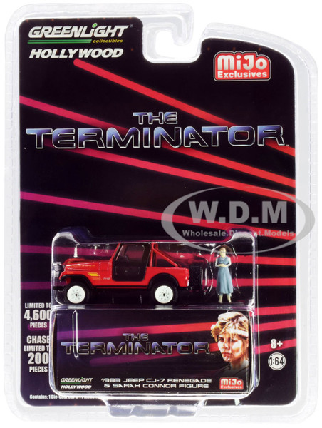 1983 Jeep CJ-7 Renegade Red Sarah Connor Figure The Terminator 1984 Movie Limited Edition 4600 pieces Worldwide 1/64 Diecast Model Car Greenlight 51211