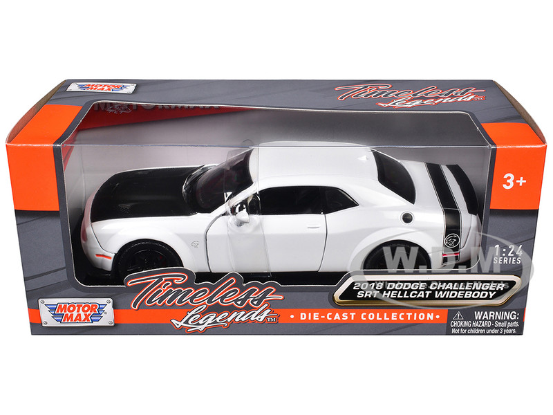 2018 Dodge Challenger SRT Hellcat Widebody White Black Hood 1/24