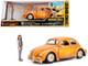 Volkswagen Beetle Weathered Yellow Robot on Chassis Charlie Diecast Figurine Bumblebee 2018 Movie Transformers Series Hollywood Rides Series 1/24 Diecast Model Car Jada 30114