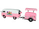 Volkswagen T1 Delivery Van Ice-Cream Trailer Pink White Ice-Cream Shop 1/24 Diecast Model Car Motormax 79672