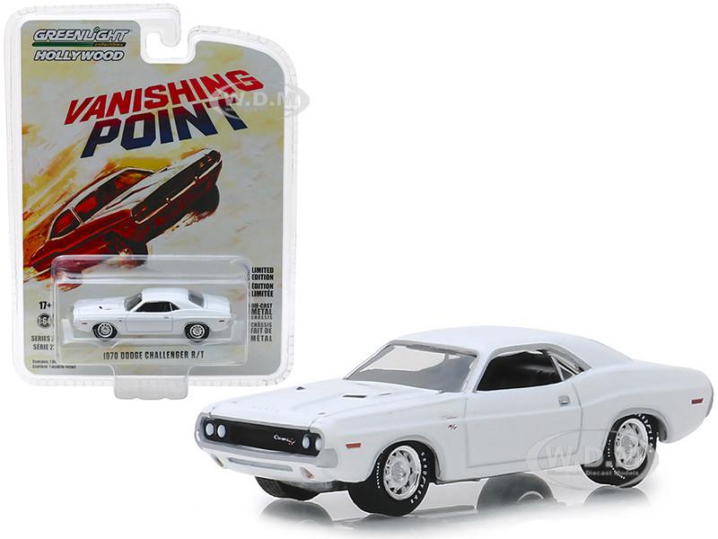 1970 Dodge Challenger R/T White Vanishing Point 1971 Movie Hollywood Series 22 1/64 Diecast Model Car Greenlight 44820 A
