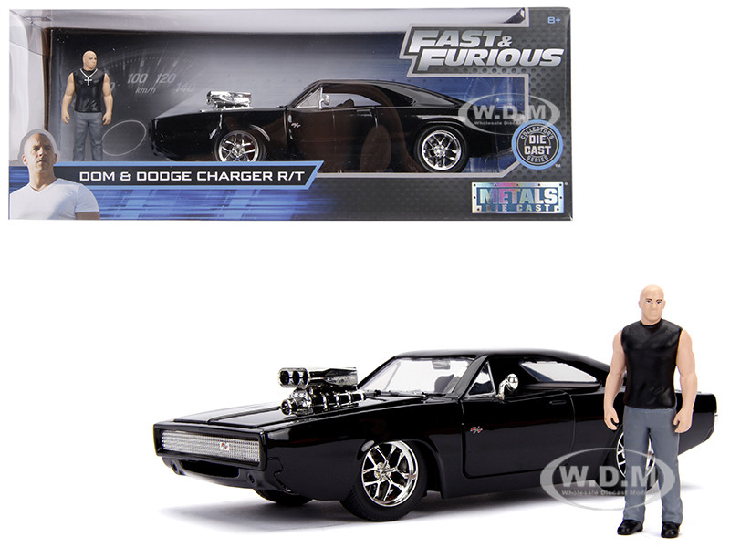 Dodge Charger R T Black Dom Diecast Figure Fast Furious Movie 1