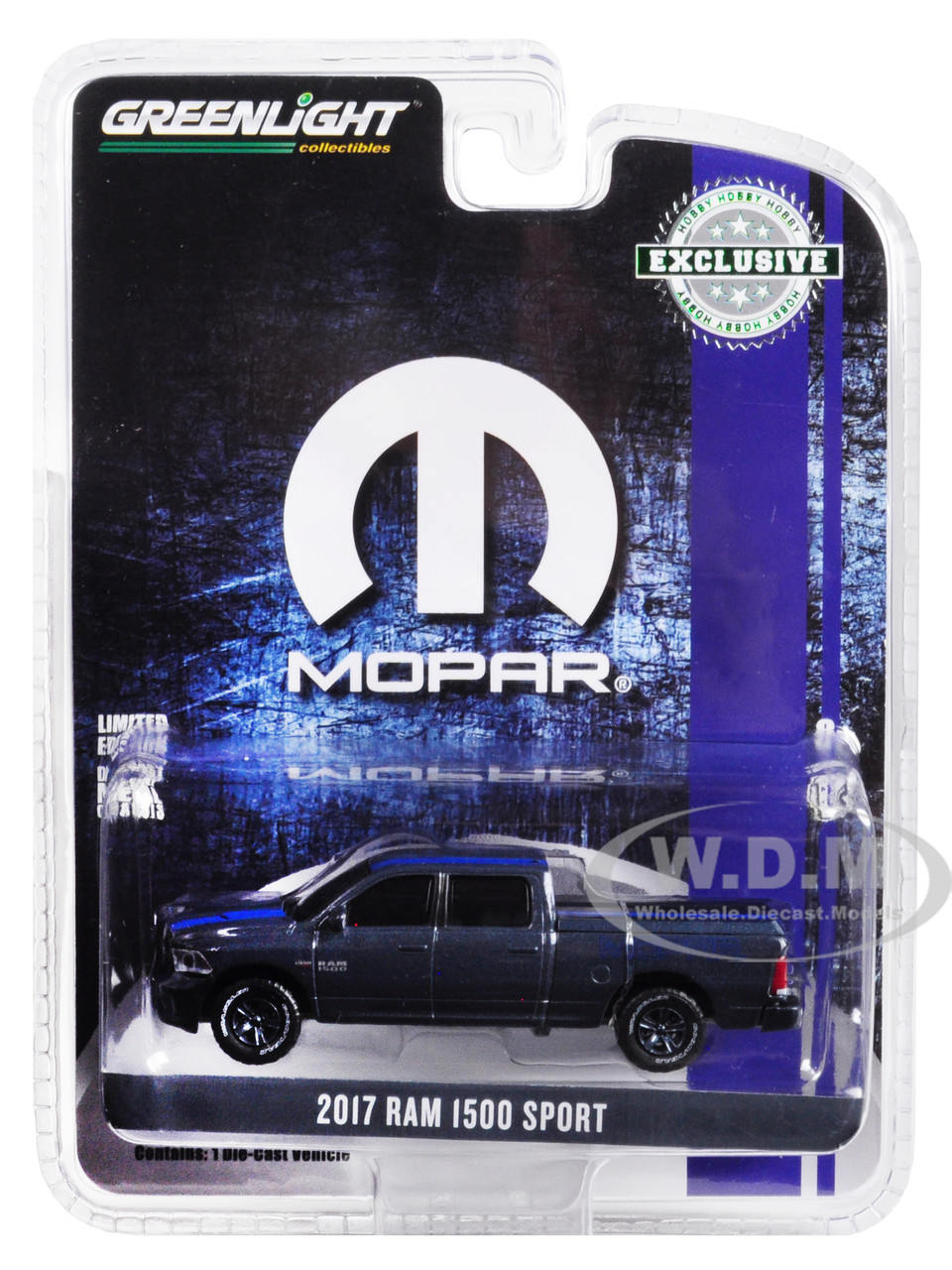 2017 Ram 1500 Sport Pickup Truck Bed Cover Metallic Dark Blue Blue Stripe Mopar Hobby Exclusive 1 64 Diecast Model Car Greenlight 30013