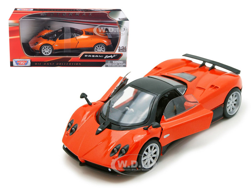 Pagani Zonda F Orange Silver Wheels 1/24 Diecast Model Car Motormax 73369