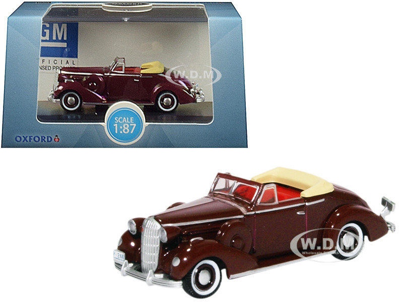 1936 Buick Special Convertible Coupe Cardinal Maroon 1/87 HO Scale Diecast Model Car Oxford Diecast 87BS36003