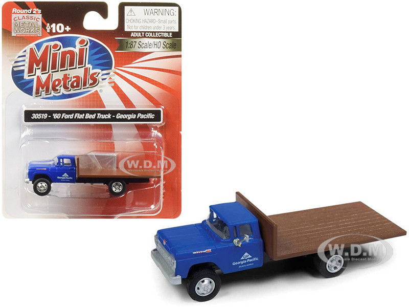 1960 Ford Flatbed Truck Georgia Pacific Blue 187 Ho Scale Model By Classic Metal Works