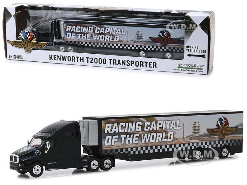 Kenworth T00 Transporter Indianapolis Motor Speedway Wheel Wings Flag Hobby Exclusive 1 64 Diecast Model Greenlight