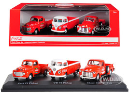 Classic Pickups Gift Set 3 Pickup Trucks Coca Cola 1/72 Diecast Model Cars Motorcity Classics 472100