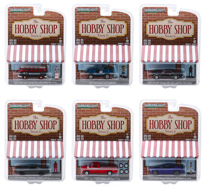 Greenlight The Hobby Shop Series 12 Diecast Car Set - Box of 6 assorted  1/64 Scale Diecast Model Cars