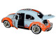 1966 Volkswagen Beetle #48 Gulf Livery Light Blue Orange Stripe 1/24 Diecast Model Car Motormax 79655