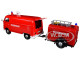 Volkswagen Type 2 T1 Fire Van Fire Fighting Trailer Feuerwehr Red 1/24 Diecast Model Car Motormax 79671