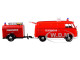 Volkswagen Type 2 T1 Fire Van Fire Fighting Trailer Feuerwehr Red 1/24 Diecast Model Car Motormax 79671