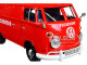 Volkswagen Type 2 T1 Fire Van Fire Fighting Trailer Feuerwehr Red 1/24 Diecast Model Car Motormax 79671