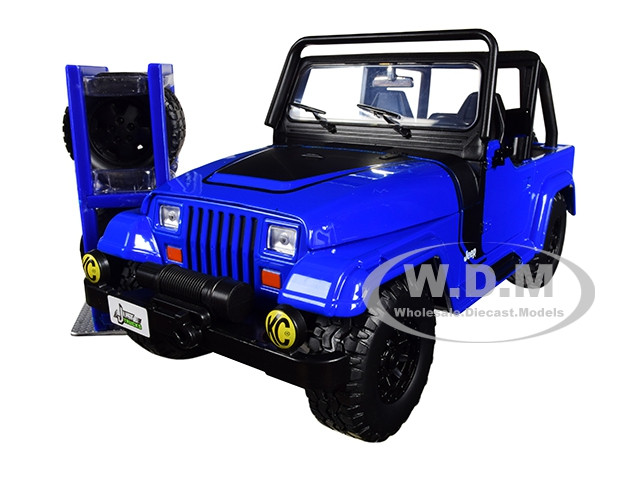 1992 Jeep Wrangler Dark Blue Extra Wheels Just Trucks Series 1 24 Diecast Model Car Jada 1992 Jeep Wrangler Dark Blue Extra Wheels Just Trucks Series 1 24 Diecast Model Car Jada
