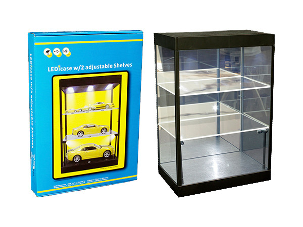 Display Showcase Desk Top 2 Tier Two Adjustable Shelves Led