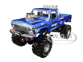 1974 Ford F-250 Bigfoot #1 The Original Monster Truck Blue 48-Inch Tires Kings of Crunch 1/18 Diecast Model Car Greenlight 13537