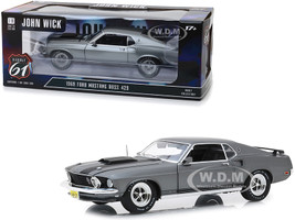 1969 Ford Mustang BOSS 429 Gray Black Stripes John Wick 2014 Movie 1/18 Diecast Model Car Highway 61 18016