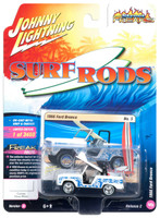 1966 Ford Bronco Surf Board White Blue Designs Street Freaks Limited Edition 3460 pieces Worldwide 1/64 Diecast Model Car Johnny Lightning JLSF008 JLCP7099