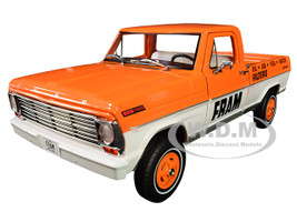 1967 Ford F-100 Pickup Truck Orange White FRAM Oil Filters Running on Empty Series 3 1/24 Diecast Model Car Greenlight 85042
