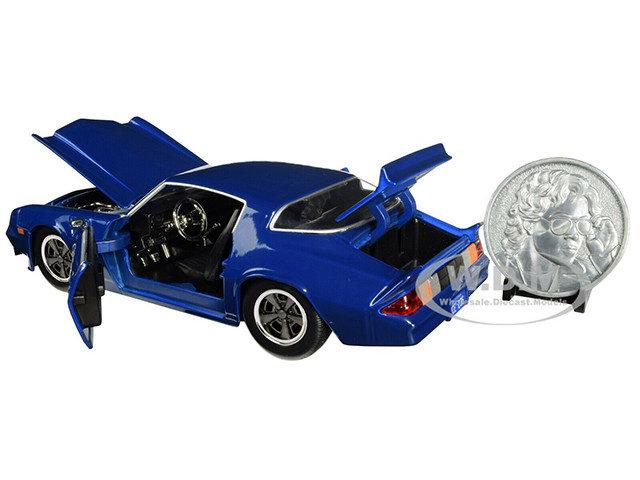 Billys Chevrolet Camaro Z28 Dark Blue with Collectible Coin Stranger Things TV Series 1/24 Diecast Model Car by Jada 31110 2016 