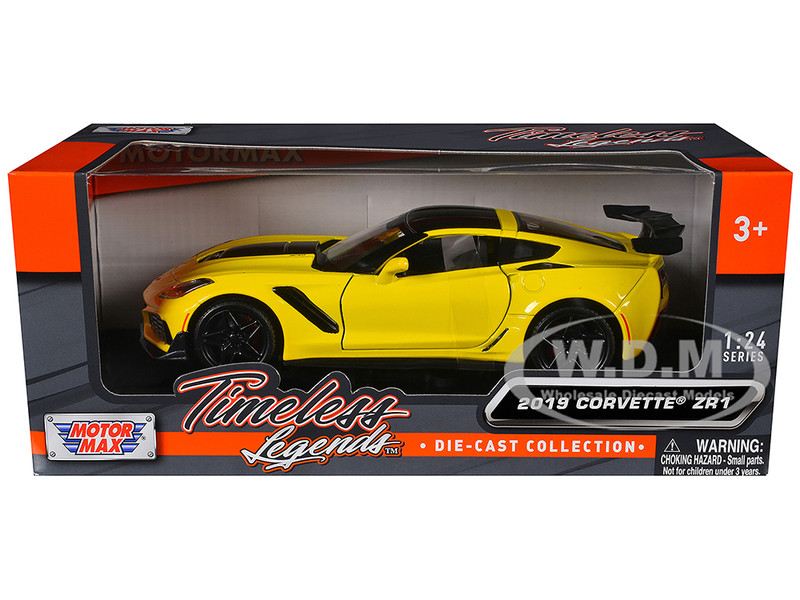 2019 CHEVROLET CORVETTE ZR1 YELLOW 1/24 DIECAST MODEL CAR BY
