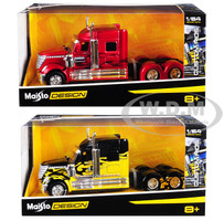 Set of 2 pieces International LoneStar Trucks Red and Black Custom Rigs 1/64 Diecast Models Maisto 12389