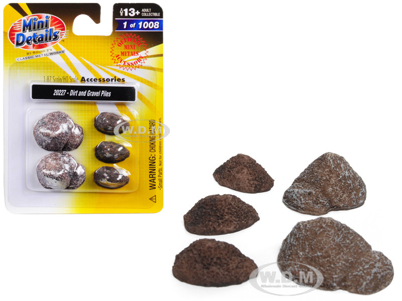 Dirt and Gravel Piles 5 piece Accessory Set for 1/87 HO Scale Models Classic Metal Works 20227