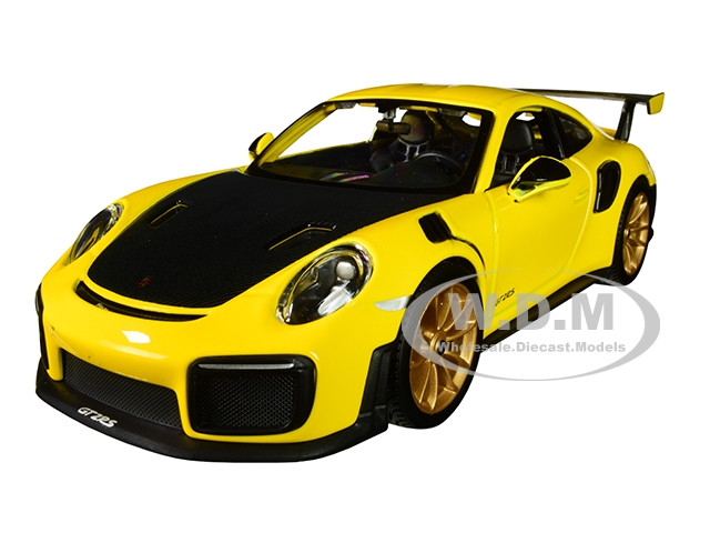 Porsche 911 GT2 RS Yellow Carbon Hood 1/24 Diecast Model Car